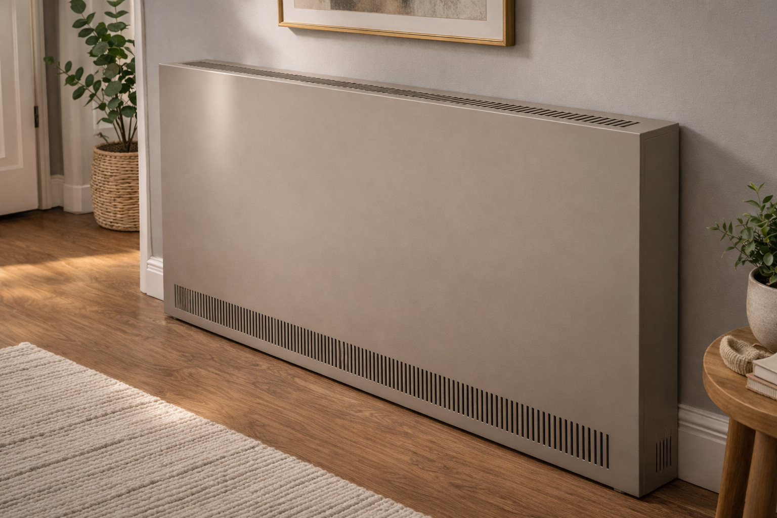 Glatka maska za radijator bez šare od plastificiranog lima – minimalistički dizajn